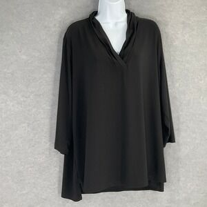 Anne Klein Black Cowl Neck Long Sleeve Casual‎ Tunic Top Womens Plus Size 2X
